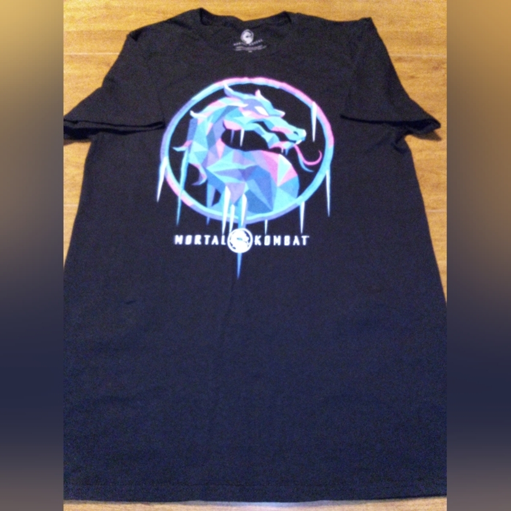 Mortal Kombat Frozen Neon Dragon Black Medium 2021 Licensed T-Shirt